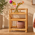 Elara Rattan Bedside Table | Handwoven Natural Rattan Side Table | Boho & Japandi Bedroom Furniture