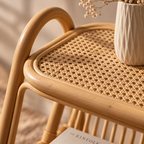 Mihira Rattan Bedside Table | Handwoven Natural Rattan Side Table | Boho & Japandi Bedroom Furniture