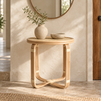 Nayara Rattan Side Table | Handwoven Natural Rattan Bedside Table | Boho & Japandi Furniture