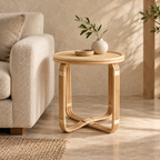 Nayara Rattan Side Table | Handwoven Natural Rattan Bedside Table | Boho & Japandi Furniture