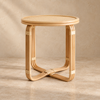 Nayara Rattan Side Table | Handwoven Natural Rattan Bedside Table | Boho & Japandi Furniture