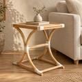 Aarini Rattan Bedside Table | Handwoven Natural Rattan Side Table | Boho & Japandi Bedroom Furniture