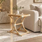 Aarini Rattan Bedside Table | Handwoven Natural Rattan Side Table | Boho & Japandi Bedroom Furniture