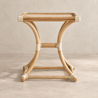 Aarini Rattan Bedside Table | Handwoven Natural Rattan Side Table | Boho & Japandi Bedroom Furniture