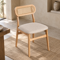 Aarvya Rattan Dining Chair | Handwoven Natural Cane Chair | Japandi & Boho Accent Seating