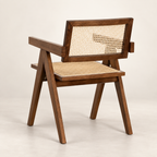 Bhavna Rattan Dining Chair | Handwoven Natural Cane Chair | Teak Finish Japandi & Boho Furniture