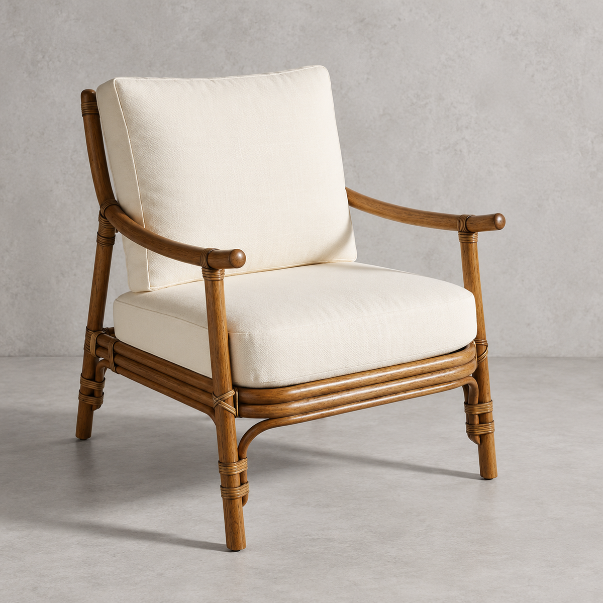 Anvaya Cane Lounge Chair | Handwoven Cane Chair for Living Room | Natural Japandi & Boho Seating