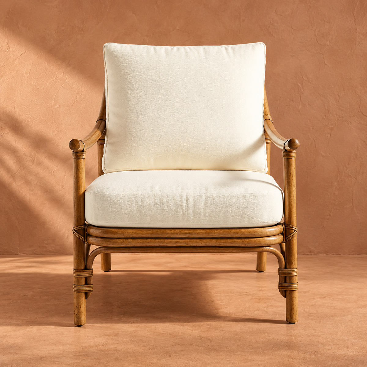 Anvaya Cane Lounge Chair | Handwoven Cane Chair for Living Room | Natural Japandi & Boho Seating