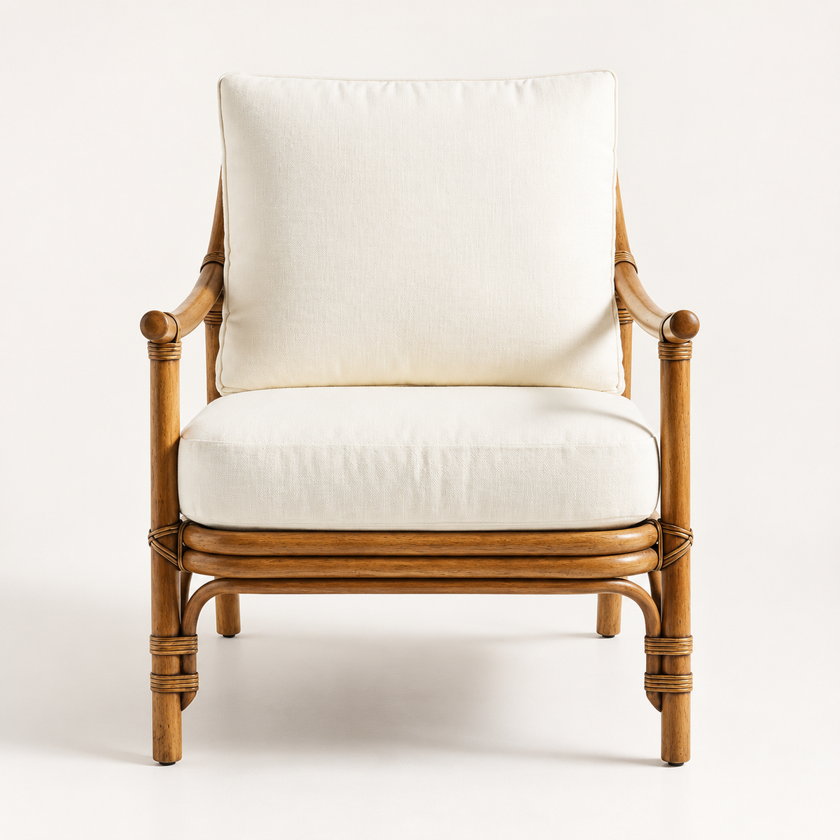 Anvaya Cane Lounge Chair | Handwoven Cane Chair for Living Room | Natural Japandi & Boho Seating