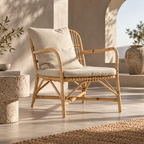 Aaranya Bamboo Lounge Chair | Handwoven Bamboo Chair for Living Room | Boho & Japandi Accent Furniture