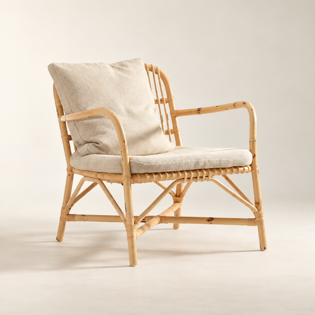 Aaranya Bamboo Lounge Chair | Handwoven Bamboo Chair for Living Room | Boho & Japandi Accent Furniture