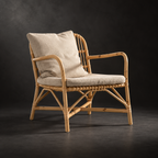 Aaranya Bamboo Lounge Chair | Handwoven Bamboo Chair for Living Room | Boho & Japandi Accent Furniture