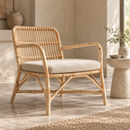 Aaranya Bamboo Lounge Chair | Handwoven Bamboo Chair for Living Room | Boho & Japandi Accent Furniture