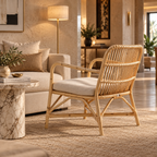 Aaranya Bamboo Lounge Chair | Handwoven Bamboo Chair for Living Room | Boho & Japandi Accent Furniture