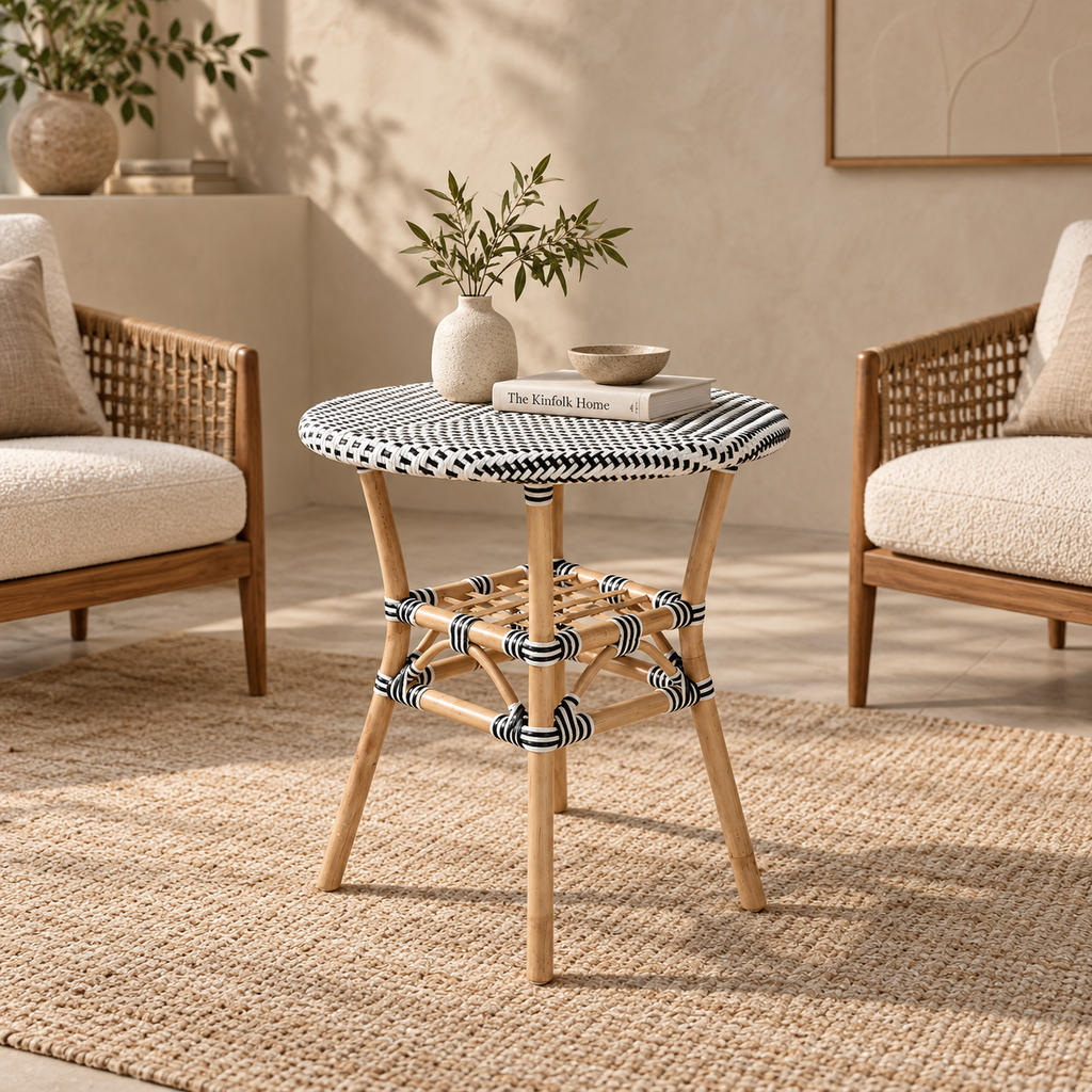 Zivara Rattan Storage Coffee Table – Handcrafted Round Accent Table