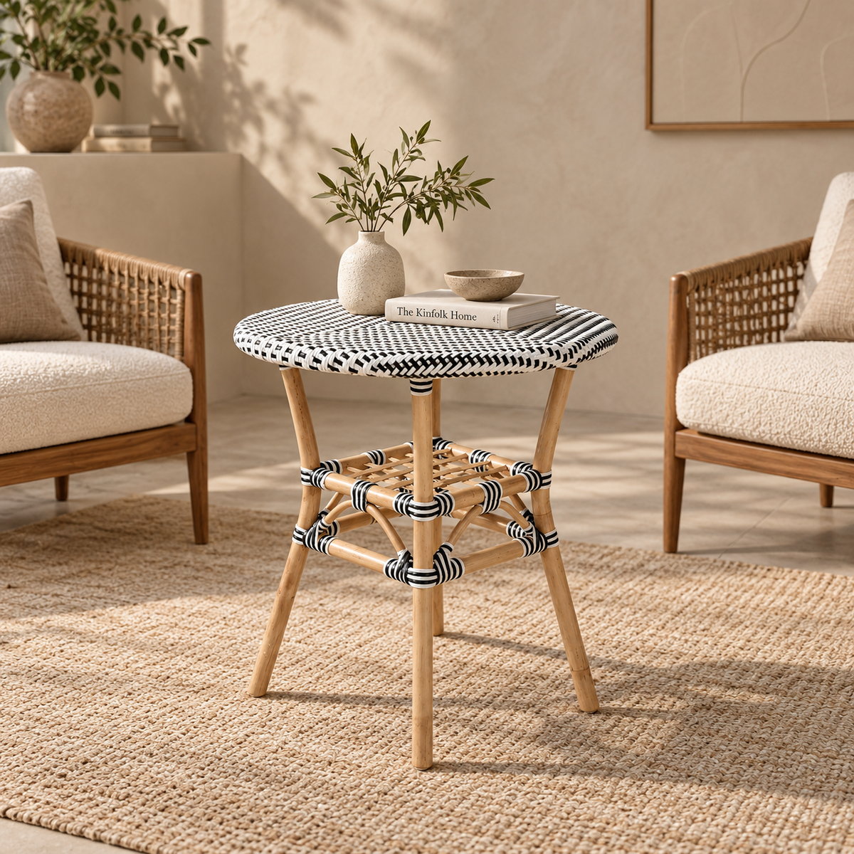 Zivara Rattan Storage Coffee Table – Handcrafted Round Accent Table