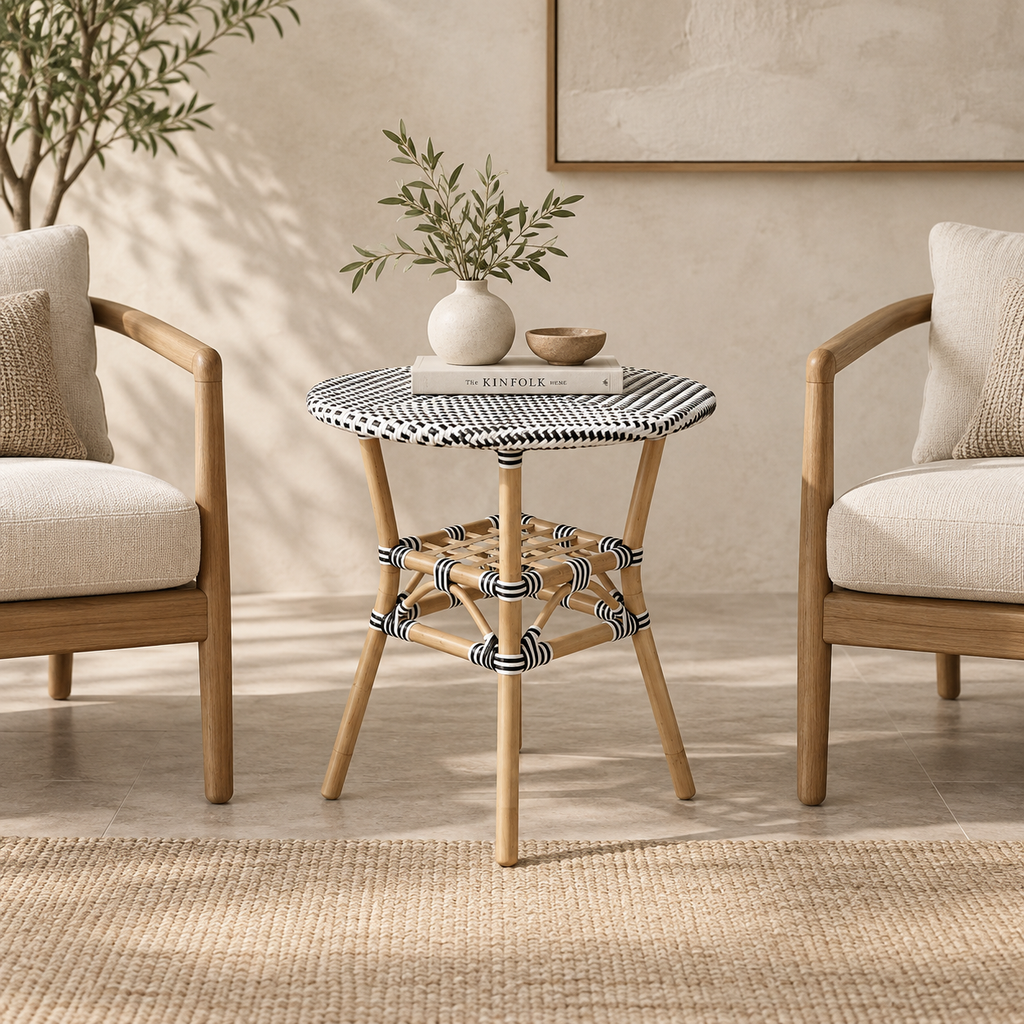 Zivara Rattan Storage Coffee Table – Handcrafted Round Accent Table