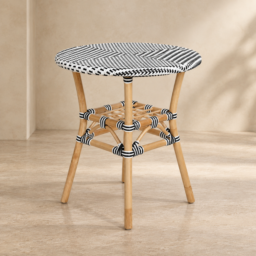 Zivara Rattan Storage Coffee Table – Handcrafted Round Accent Table
