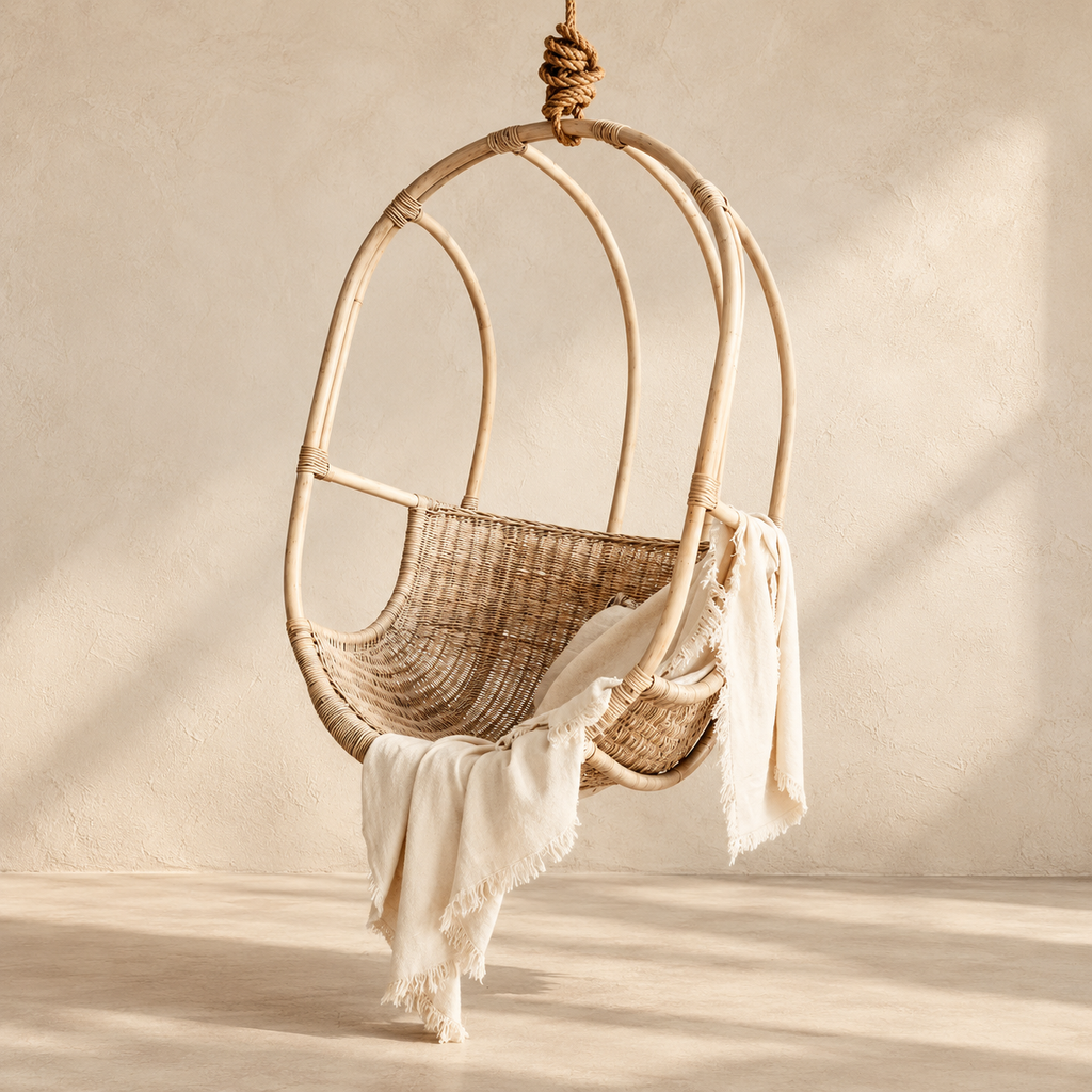 Ishara Bamboo Cane Swing Chair | Handwoven Hanging Chair for Balcony & Garden