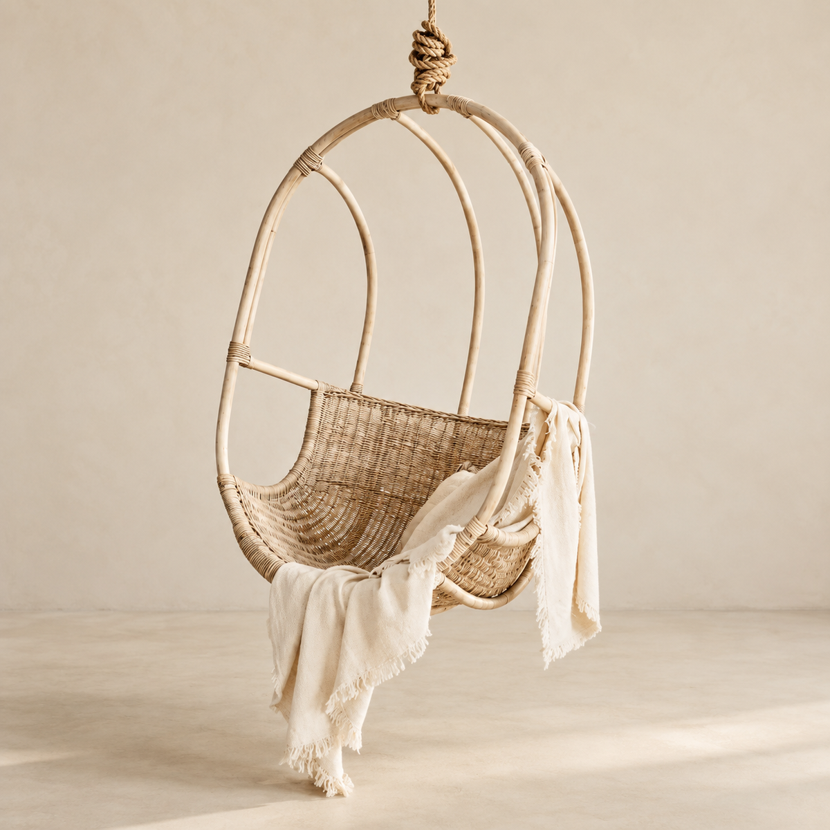 Ishara Bamboo Cane Swing Chair | Handwoven Hanging Chair for Balcony & Garden