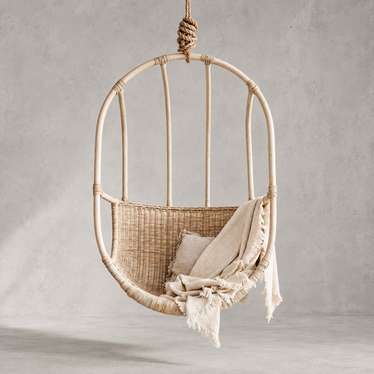 Ishara Bamboo Cane Swing Chair | Handwoven Hanging Chair for Balcony & Garden