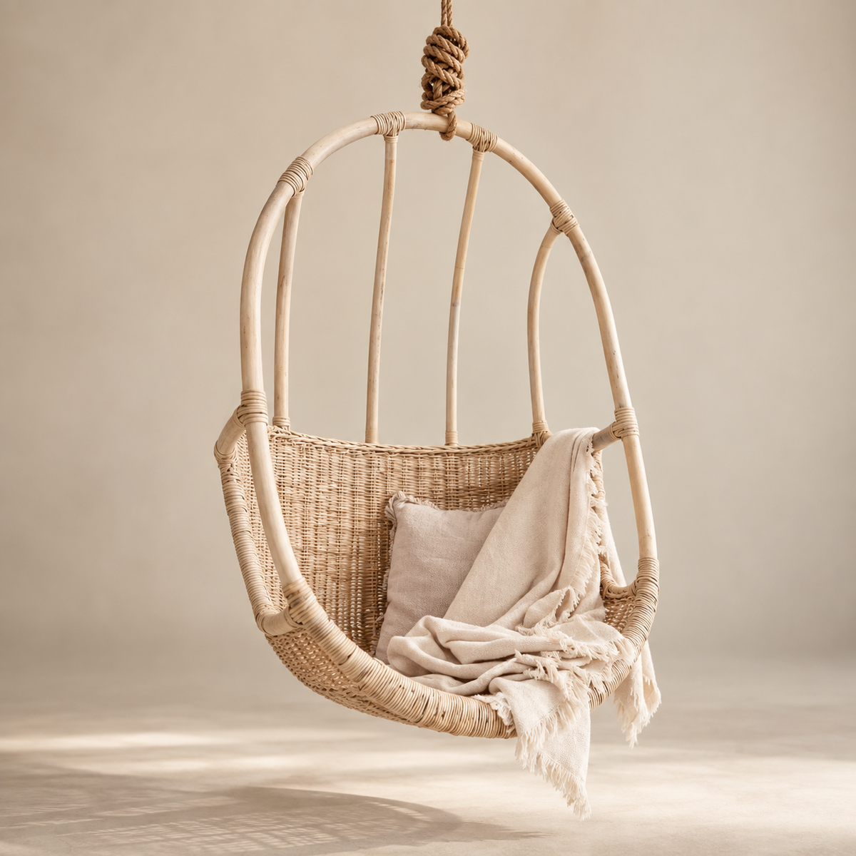 Ishara Bamboo Cane Swing Chair | Handwoven Hanging Chair for Balcony & Garden
