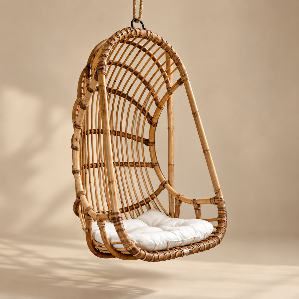 Arohi Bamboo Cane Swing Chair | Handwoven Hanging Chair for Balcony & Patio