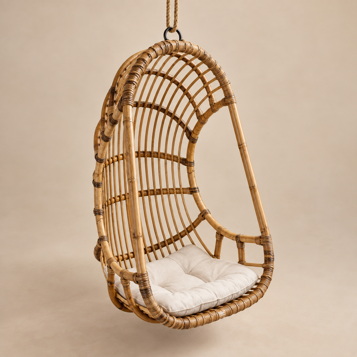 Arohi Bamboo Cane Swing Chair | Handwoven Hanging Chair for Balcony & Patio