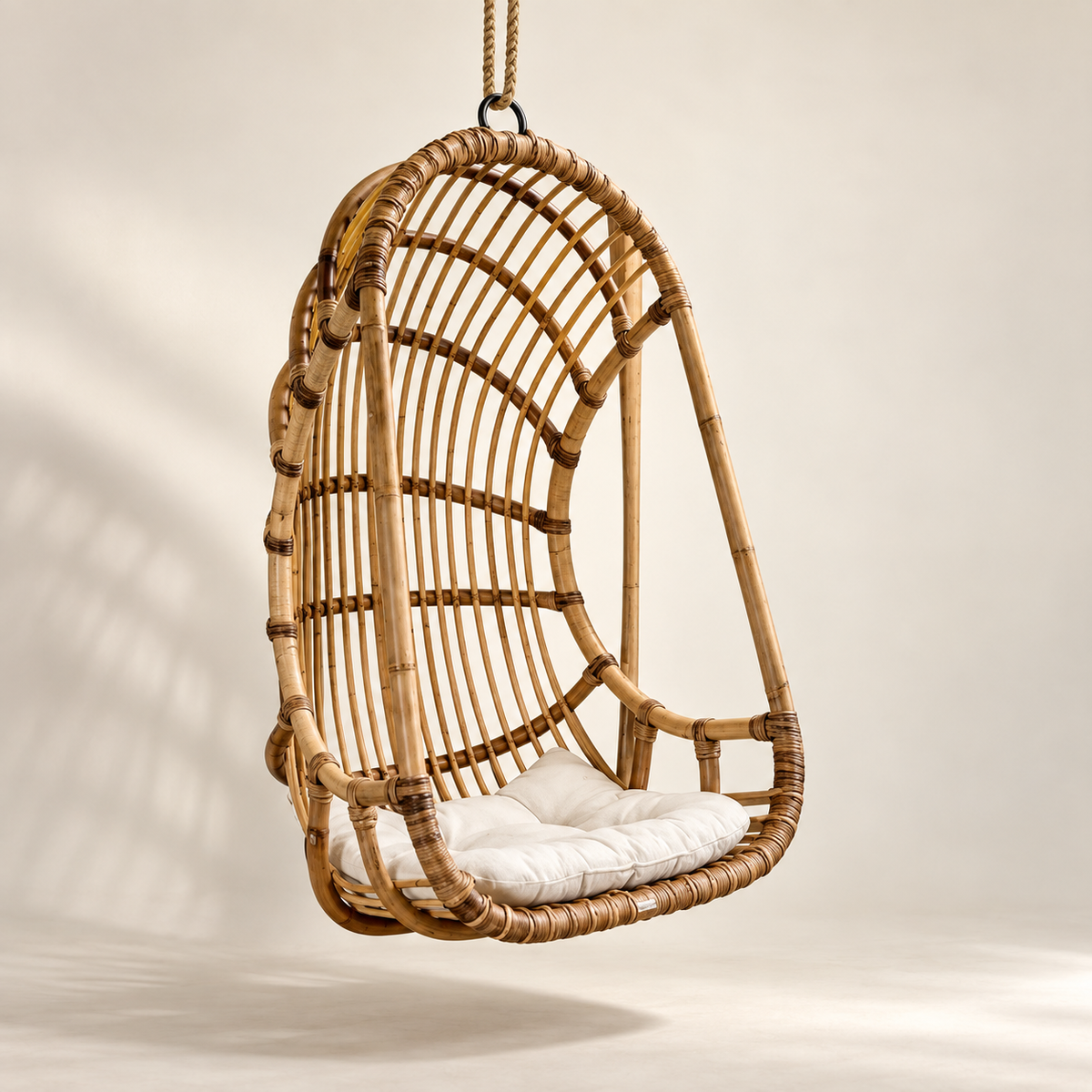 Arohi Bamboo Cane Swing Chair | Handwoven Hanging Chair for Balcony & Patio