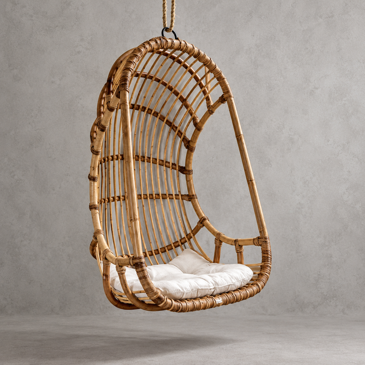 Arohi Bamboo Cane Swing Chair | Handwoven Hanging Chair for Balcony & Patio