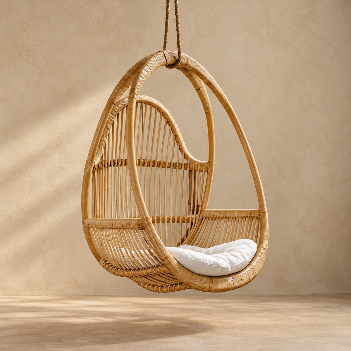 Naira Bamboo Cane Swing Chair – Handcrafted Hanging Chair for Balcony & Patio