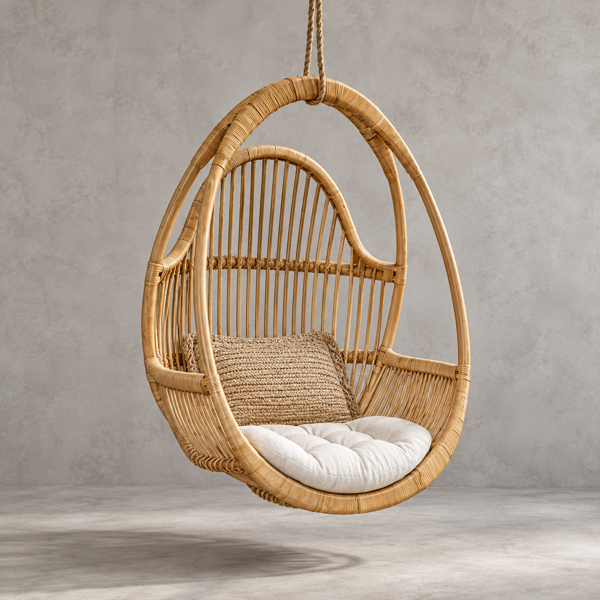 Naira Bamboo Cane Swing Chair – Handcrafted Hanging Chair for Balcony & Patio