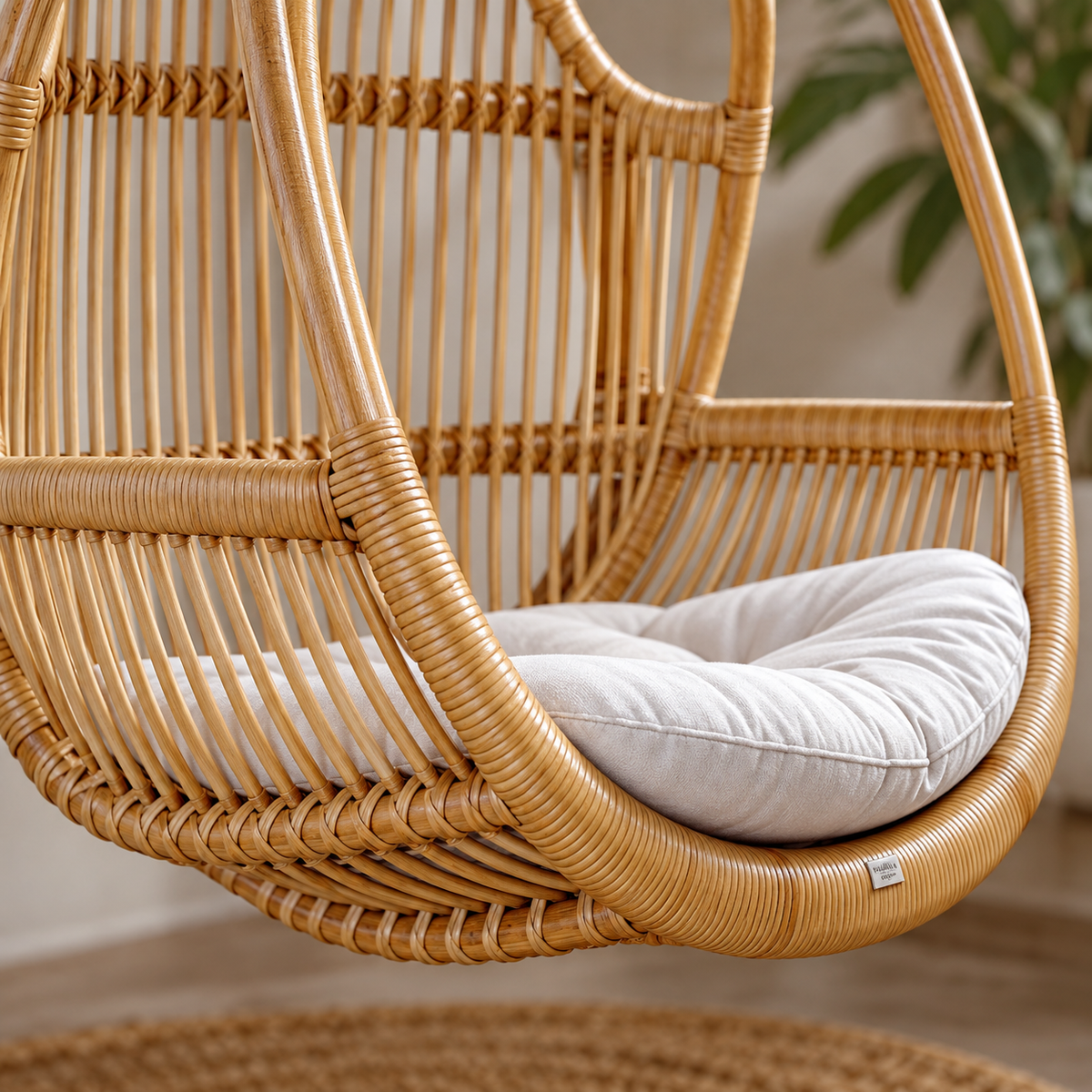 Naira Bamboo Cane Swing Chair – Handcrafted Hanging Chair for Balcony & Patio