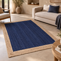 Aurelia Blue & Beige Jute Rug – Handwoven Natural Fiber Area Carpet