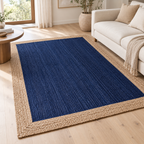 Aurelia Blue & Beige Jute Rug – Handwoven Natural Fiber Area Carpet
