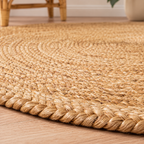 Avyra Natural Round Jute Rug – Handwoven Beige Fiber Area Carpet