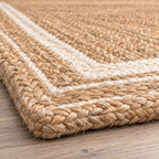 Elviana Beige & White Jute Rug – Handwoven Border Area Carpet
