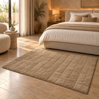 Elvara Cotton Bedside Runner Rug – Textured Neutral Floor Carpet