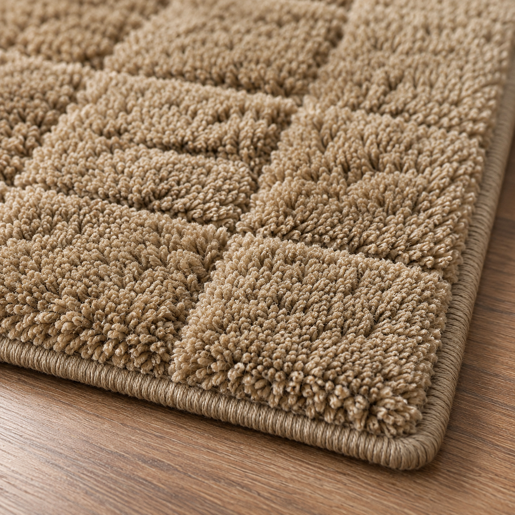 Elvara Cotton Bedside Runner Rug – Textured Neutral Floor Carpet