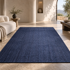 Nivara Navy Blue Jute Rug – Handwoven Natural Fiber Area Carpet