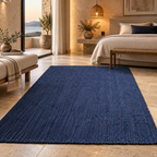 Nivara Navy Blue Jute Rug – Handwoven Natural Fiber Area Carpet
