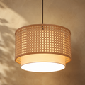 Handmade Rattan & Bamboo Pendant Light – Woven Cane Ceiling Lamp