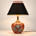 Kavya Tribal Terracotta Table Lamp | Multicolor Cotton Shade | Handmade-Style Decorative Bedside Lamp