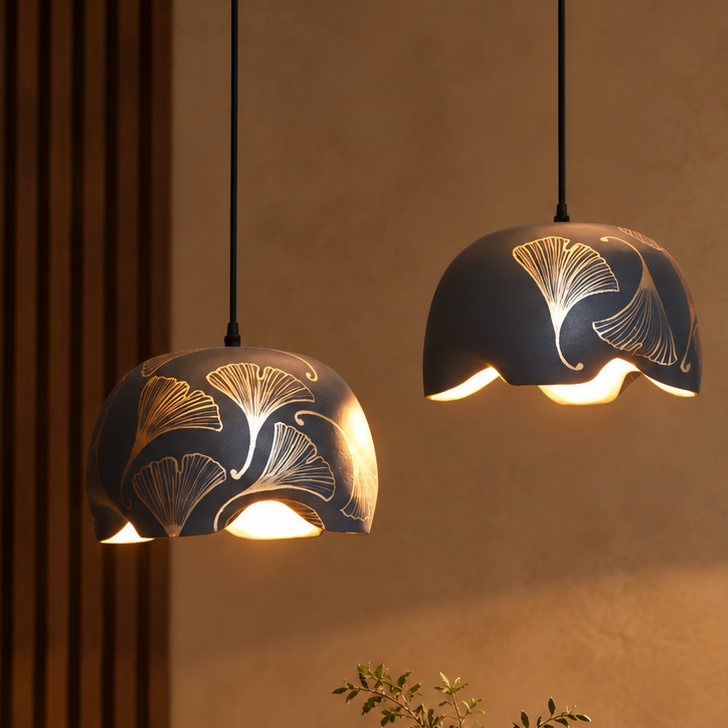 Vanya Terracotta Flower Hanging Lamp | Hand-Painted Pendant Light | Eco-Friendly Indian Artisan Lighting