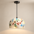 Aaranya Bloom Terracotta Hanging Lamp | Hand-Painted Flower Pendant Light | Eco-Friendly Indian Craft Lighting