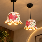 Mrittika Bloom Hanging Lamp | Hand-Painted Terracotta Pendant Light | Sustainable Indian Craft Lighting