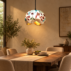 Ishani Terracotta Bloom Hanging Lamp | Hand-Painted Flower Pendant Light | Eco-Friendly Indian Craft Décor