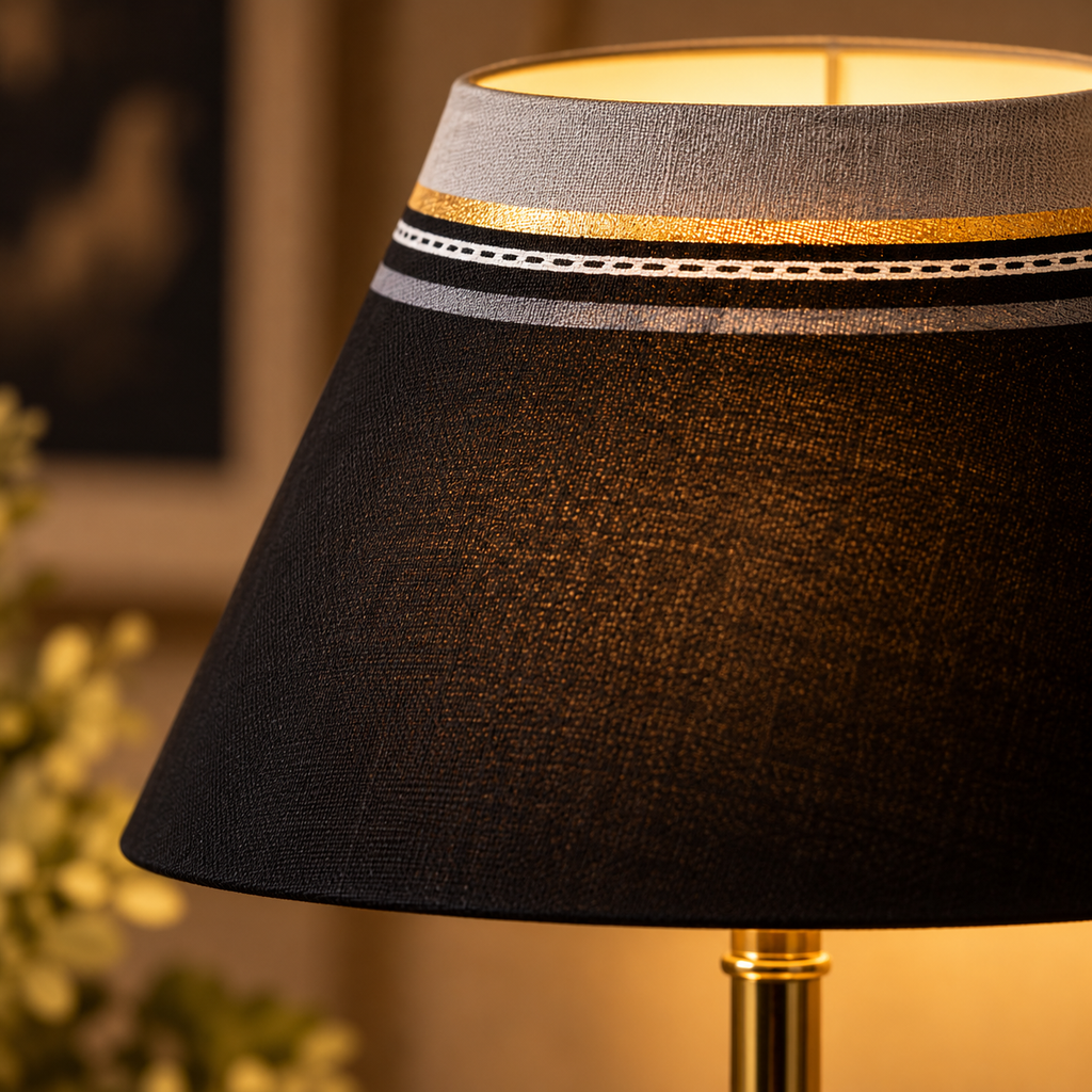 Avni Tribal Terracotta Table Lamp | Black Fabric Conical Shade | Hand-Painted Indian Décor Light