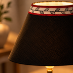 Kavya Tribal Terracotta Table Lamp | Multicolor Cotton Shade | Handmade-Style Decorative Bedside Lamp