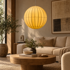 Iris Silk Glow Pendant Lamp | Off-White Raw Silk Hanging Light | Elegant E27 Ambient Lighting